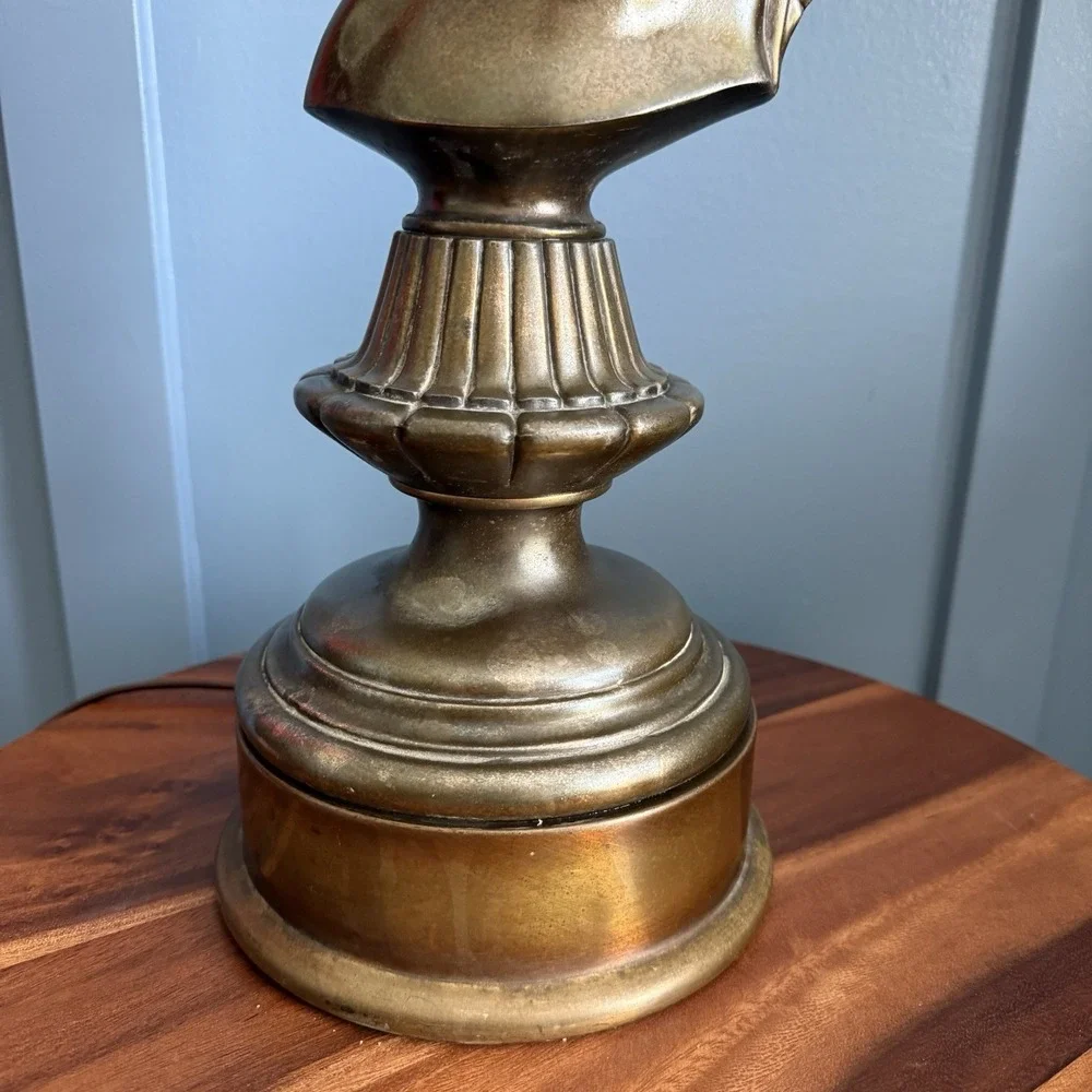 Vintage Brass Horse Head Bust Lamp Equestrian Hollywood Regency Chess Knight 21